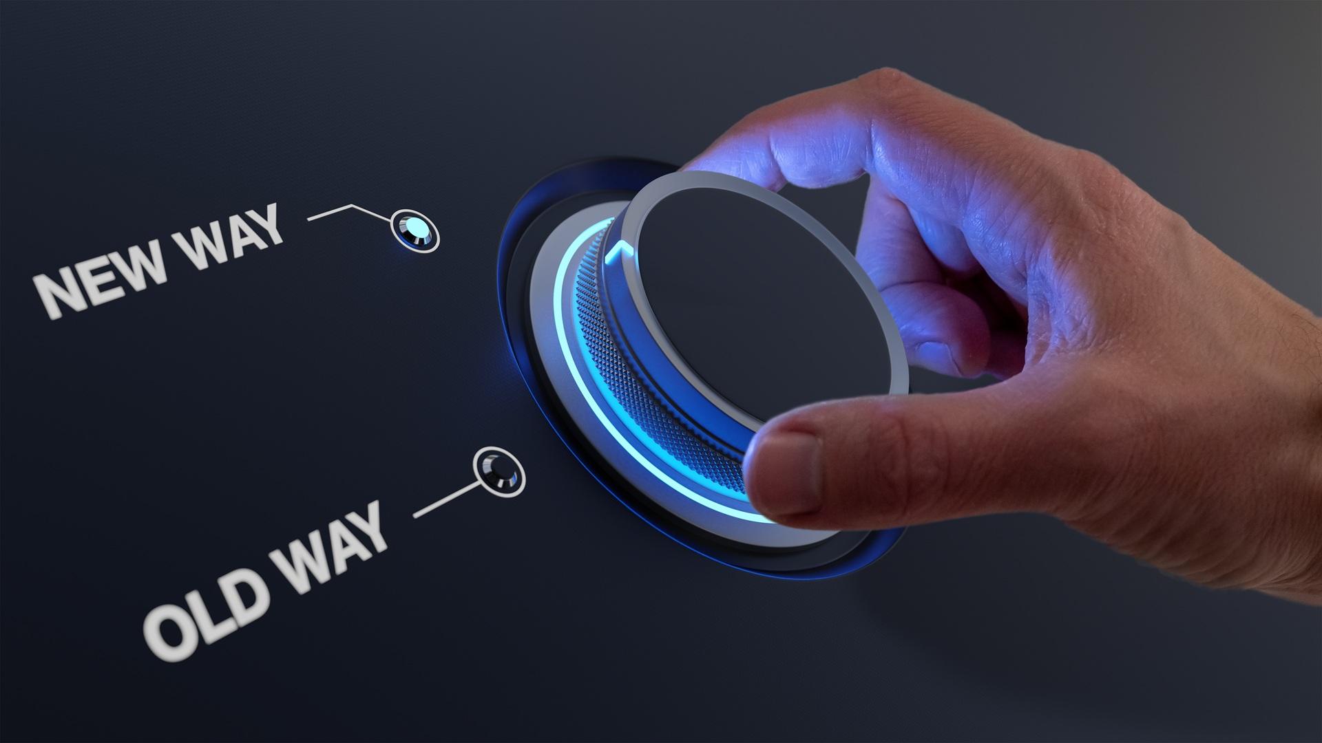 Hand stellt Regler auf neue Arbeitsweise | AutoML Software